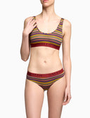 Women's yellow cotton bralette with multicolored stripes
