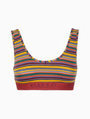 Women's yellow cotton bralette with multicolored stripes