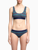 Slip aus Baumwolle für Damen, blau, mehrfarbig gestreift