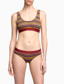 Slip aus Baumwolle für Damen, gelb, mehrfarbig gestreift