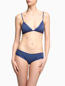 Women's purple cotton triangle bra with Windsor stripes