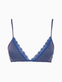 Women's purple cotton triangle bra with Windsor stripes