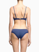 Brasilianischer Slip für Damen aus violetter Baumwolle mit Windsor-Streifen