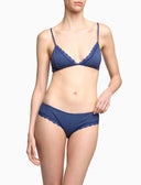 Brasilianischer Slip für Damen aus violetter Baumwolle mit Windsor-Streifen