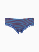 Brasilianischer Slip für Damen aus violetter Baumwolle mit Windsor-Streifen