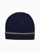 Berretto con risvolto unisex puro cashmere blu tinta unita - Gallo 1927 - Official Online Shop