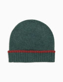 Berretto con risvolto unisex puro cashmere verde tinta unita - Gallo 1927 - Official Online Shop