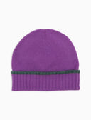 Berretto con risvolto unisex puro cashmere viola tinta unita - Gallo 1927 - Official Online Shop