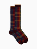 Calze lunghe donna cotone viola fantasia tartan - Gallo 1927 - Official Online Shop