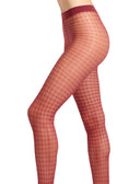 Collant 20 denari donna bordò fantasia micro check - Gallo 1927 - Official Online Shop