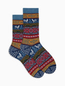 Calze corte donna lana blu fantasia greca natalizia con effetto scintillante - Gallo 1927 - Official Online Shop