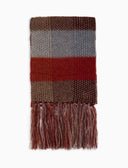 Sciarpa con frange unisex azzurra fantasia tartan a righe - Gallo 1927 - Official Online Shop