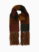 Sciarpa con frange unisex bordò fantasia tartan a righe - Gallo 1927 - Official Online Shop