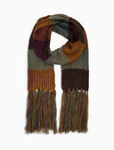 Sciarpa con frange unisex viola fantasia tartan a righe - Gallo 1927 - Official Online Shop