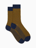 Calze corte uomo lana, seta e cashmere blu fantasia trattini - Gallo 1927 - Official Online Shop