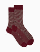 Calze corte uomo lana, seta e cashmere bordò fantasia trattini - Gallo 1927 - Official Online Shop
