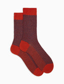 Calze corte uomo lana, seta e cashmere arancio fantasia trattini - Gallo 1927 - Official Online Shop