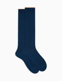 Calze lunghe uomo cotone blu tinta unita a coste - Gallo 1927 - Official Online Shop