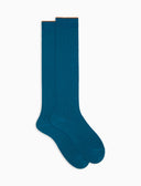 Calze lunghe uomo cotone blu tinta unita a coste - Gallo 1927 - Official Online Shop