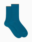 Calze corte uomo cotone blu tinta unita a coste - Gallo 1927 - Official Online Shop