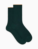 Calze corte uomo cotone verde tinta unita a coste - Gallo 1927 - Official Online Shop