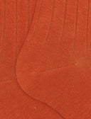 Lange Damensocken aus warmer Baumwolle, orange, einfarbig, gerippt