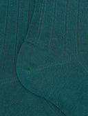 Lange Damensocken aus warmer Baumwolle, pfauenblau, einfarbig, gerippt
