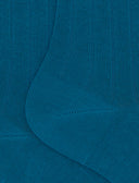 Calze lunghe donna cotone blu tinta unita a coste - Gallo 1927 - Official Online Shop