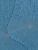 Lange Damensocken aus warmer Baumwolle, hellblau, einfarbig, gerippt