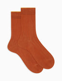 Kurze Damensocken aus warmer Baumwolle, orange, einfarbig, gerippt
