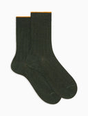 Kurze Damensocken aus warmer Baumwolle, grün, einfarbig, gerippt