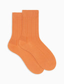 Calze corte donna cashmere arancio costa tinta unita