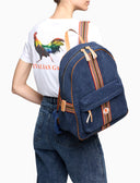 Unisex-Rucksack aus einfarbig blauem Baumwoll-Canvas