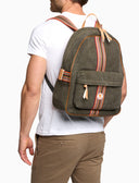 Unisex-Rucksack aus einfarbigem, grünem Baumwoll-Canvas