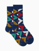 Calze corte uomo cotone fantasia rombi blu - Gallo 1927 - Official Online Shop