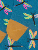 Calze lunghe donna cotone fantasia libellule su fondo color pavone - Gallo 1927 - Official Online Shop