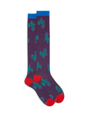 Men's long socks in cotton with crab pattern on stripes background