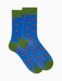 Calze corte uomo cotone fantasia geko su fondo azzurro - Gallo 1927 - Official Online Shop