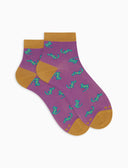 Calze cortissime donna cotone fantasia geko su fondo viola - Gallo 1927 - Official Online Shop