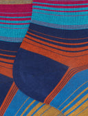 Calze corte uomo cotone fantasia righe di diverse dimensioni blu - Gallo 1927 - Official Online Shop