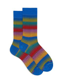 Calze corte uomo cotone leggerissimo fantasia righe di diverse dimensioni blu