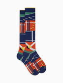 Calze lunghe uomo cotone fantasia tennis blu - Gallo 1927 - Official Online Shop