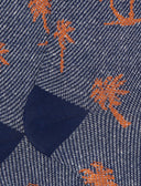 Calze corte uomo cotone lino fantasia palme su fondo blu - Gallo 1927 - Official Online Shop