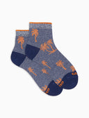 Calze cortissime donna cotone lino fantasia palme su fondo blu - Gallo 1927 - Official Online Shop