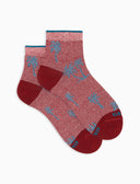 Calze cortissime donna cotone lino fantasia palme su fondo rosso - Gallo 1927 - Official Online Shop