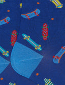 Calze corte uomo cotone fantasia skateboard su fondo blu - Gallo 1927 - Official Online Shop