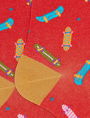 Calze corte uomo cotone fantasia skateboard su fondo rosso - Gallo 1927 - Official Online Shop