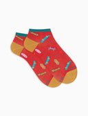 Calze fantasmini uomo cotone fantasia skateboard su fondo rosso - Gallo 1927 - Official Online Shop