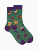 Calze corte uomo cotone fantasia mongolfiere su fondo verde - Gallo 1927 - Official Online Shop