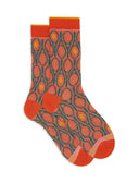 Damen Kniestrümpfe leichte Baumwolle Tennis-Muster orange